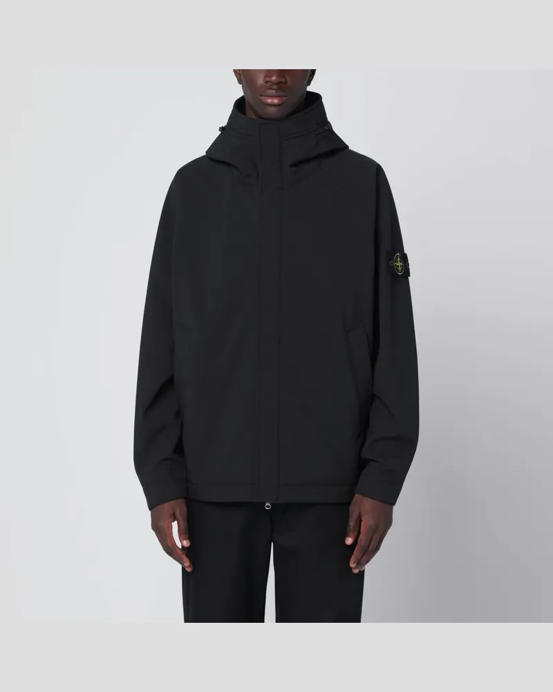 Stone Island Leichter schwarzer Parka mit Kapuze Schwarz