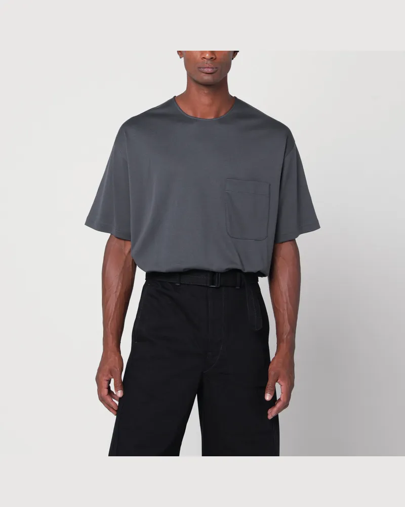 Christophe Lemaire Kohlegraues T-Shirt aus Baumwolle und Seide Grey