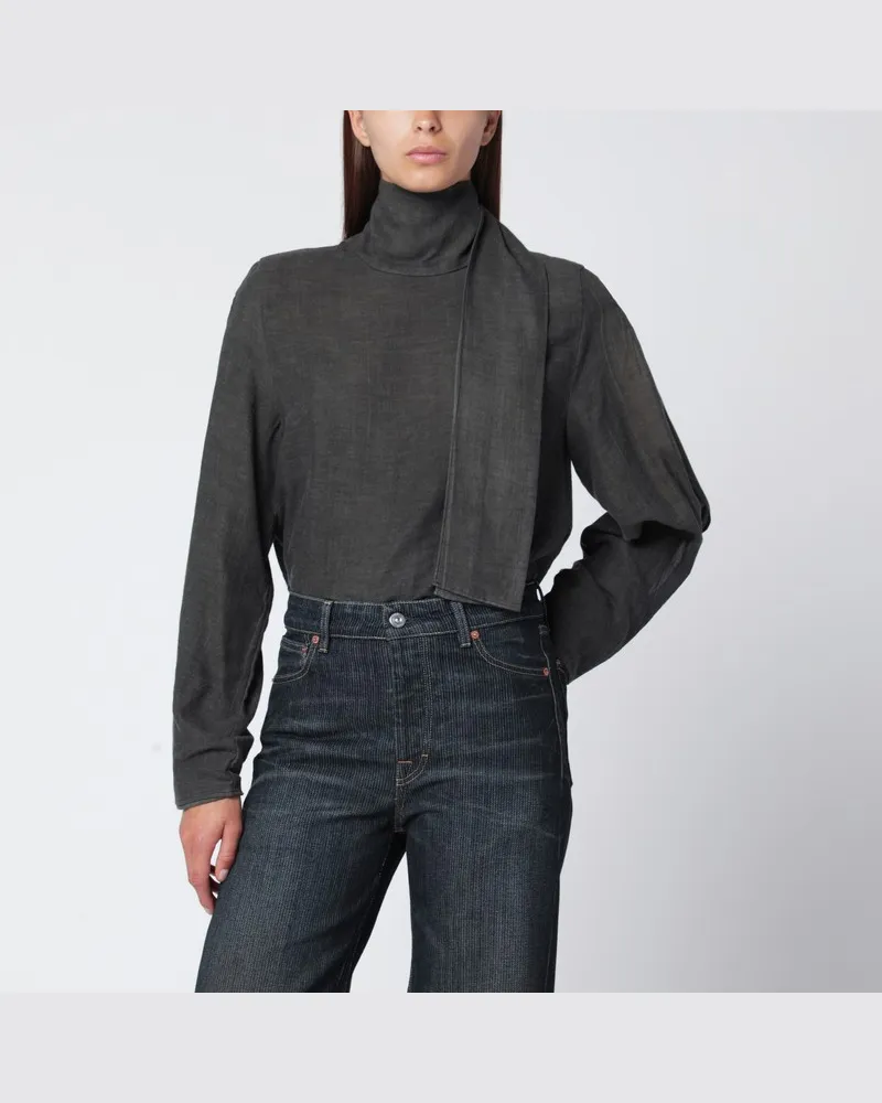 Our Legacy Dunkelgraue Bluse aus Baumwolle und Wolle Violett