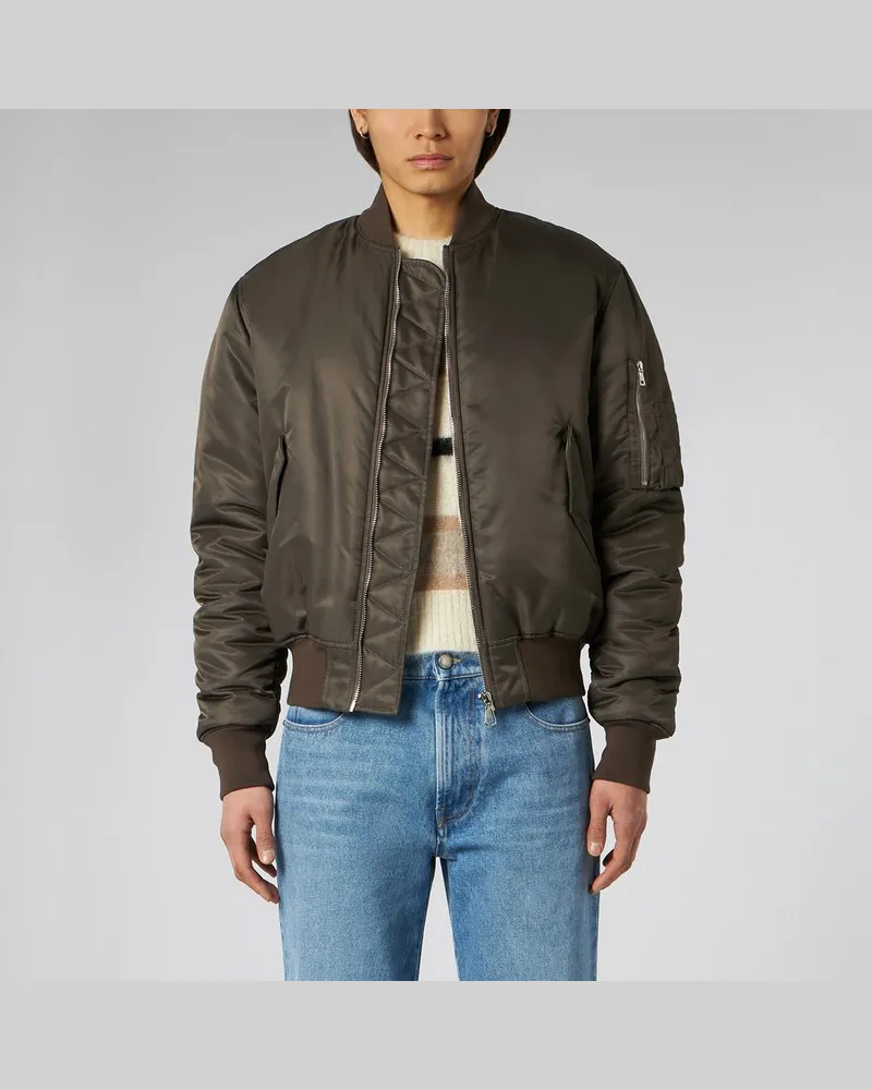 1989 STUDIO Braune 1989er Nylon-Bomberjacke Braun