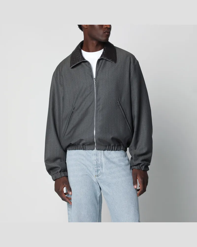 Bottega Veneta Gestreifte Jacke aus Wolle und Mohair in Desert/Grau Grey
