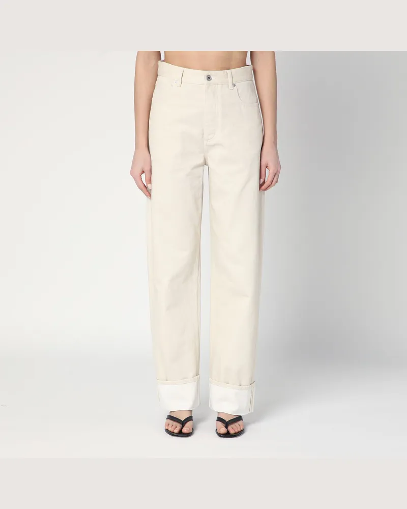 Bottega Veneta Meringue-farbene Jeans mit Turn-ups Beige