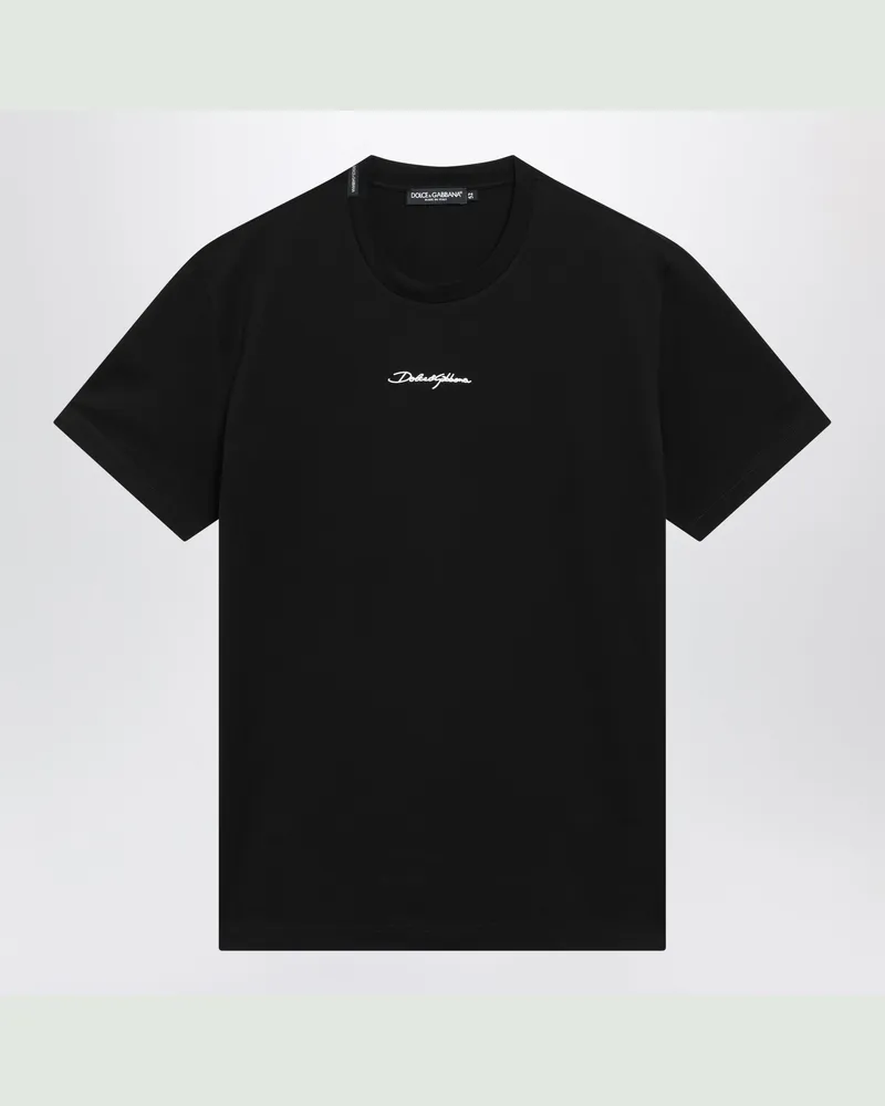 Dolce & Gabbana Schwarzes Baumwoll-T-Shirt mit Logo Black