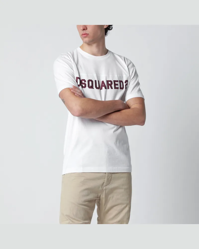 Dsquared2 Weißes T-Shirt mit Logo-Stickerei White