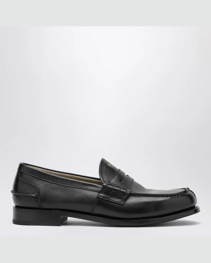 Prada Schwarze Mokassins aus gebürstetem Leder Black