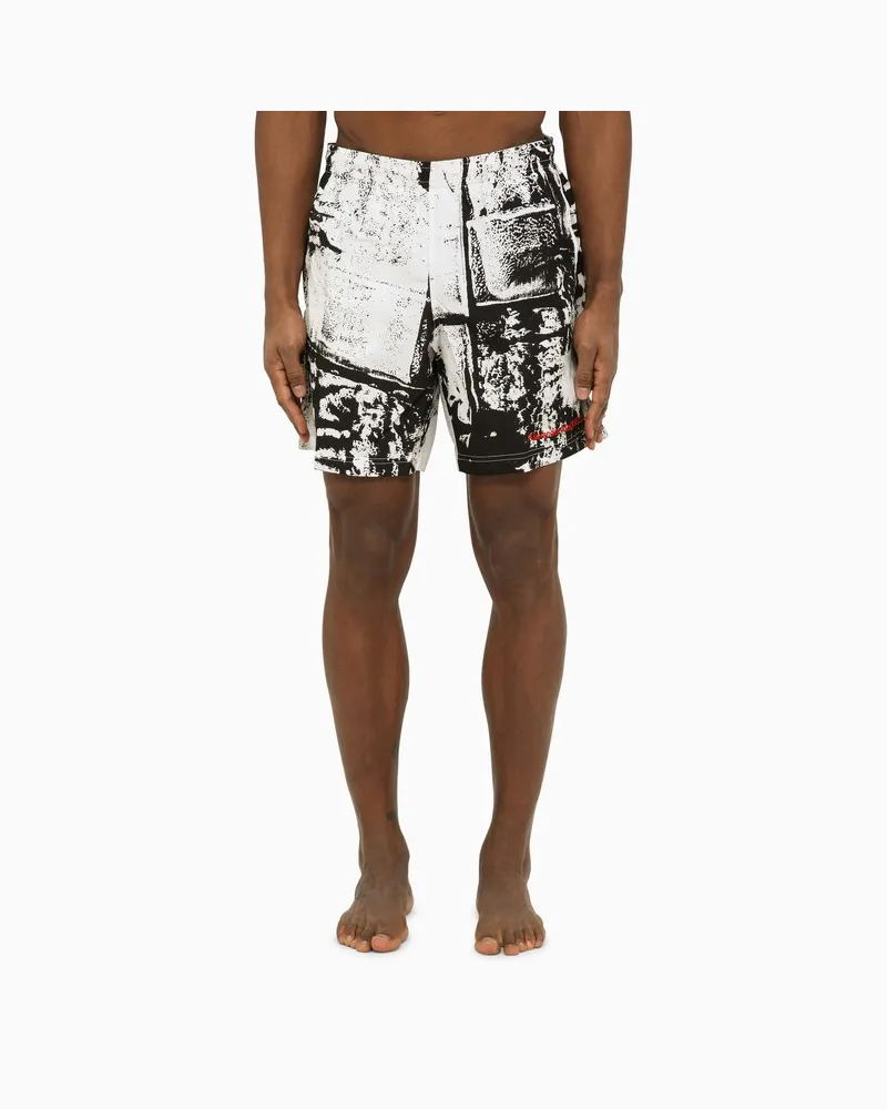 Alexander McQueen Badehose mit abstraktem Druck und Logo Weiß