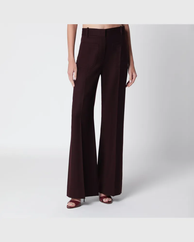 Victoria Beckham Hose aus Schurwollflanell in Dunkelviolett Acai Brown