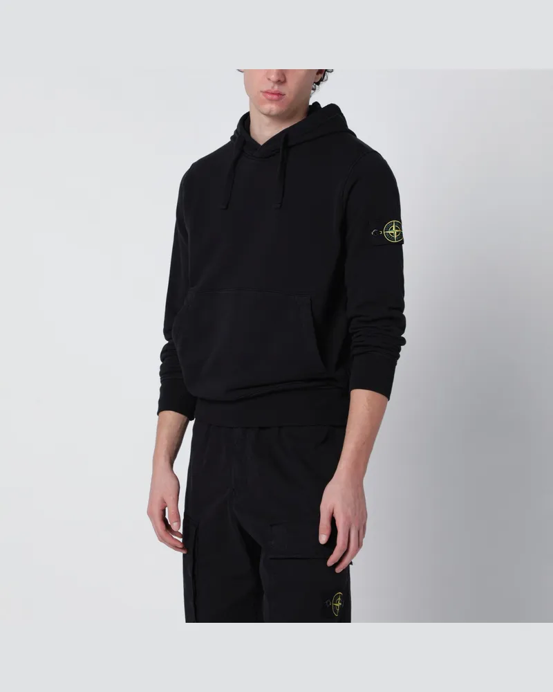 Stone Island Schwarzer Hoodie aus Baumwolle Black