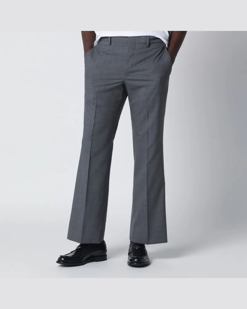 Prada Graue ausgestellte Hose aus Wolle Grau