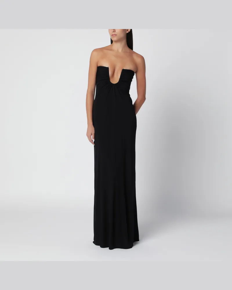 Christopher Esber Trägerloses Maxikleid Arced Palm in Schwarz aus Viskose Black