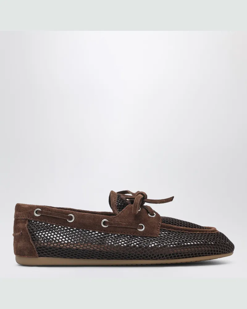 Miu Miu Perforierte Loafer in Kakaobraun Brown