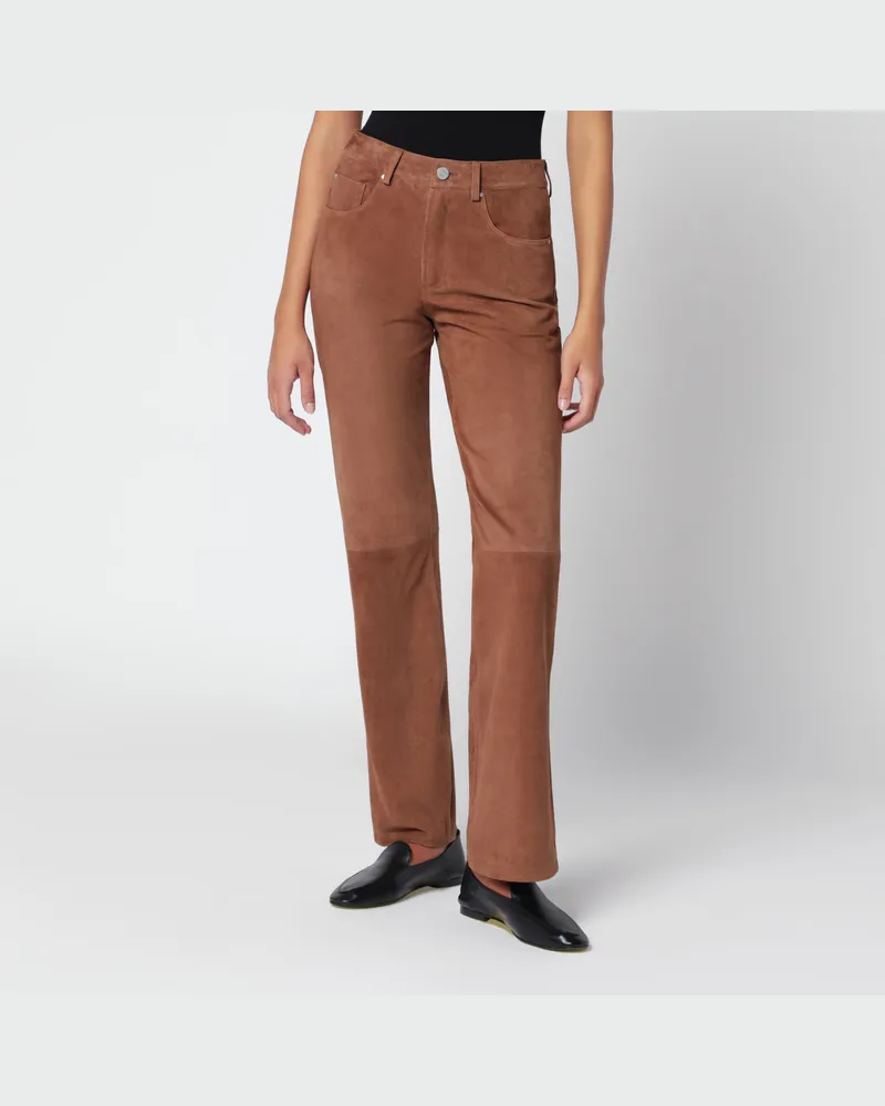 Arma Beige Jean Hose aus Veloursleder Black