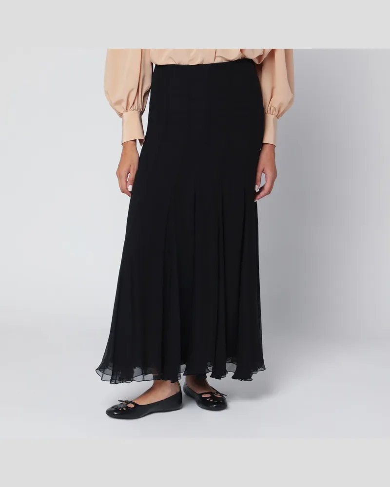 Chloé Langer schwarzer Rock aus Seidenmusselin 