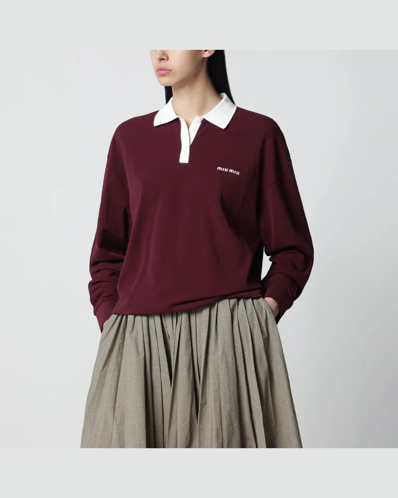 Miu Miu Amarantfarbenes Polohemd aus Baumwolle Burgundy