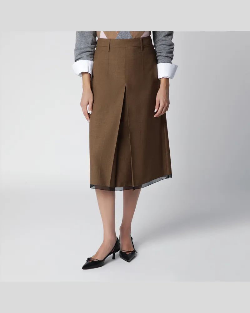 Prada Rock aus Wolle in Tabakfarbe Brown