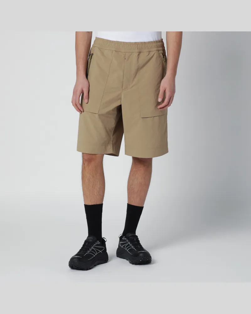 Moncler Beige Bermudashorts aus technischem Froissé Beige