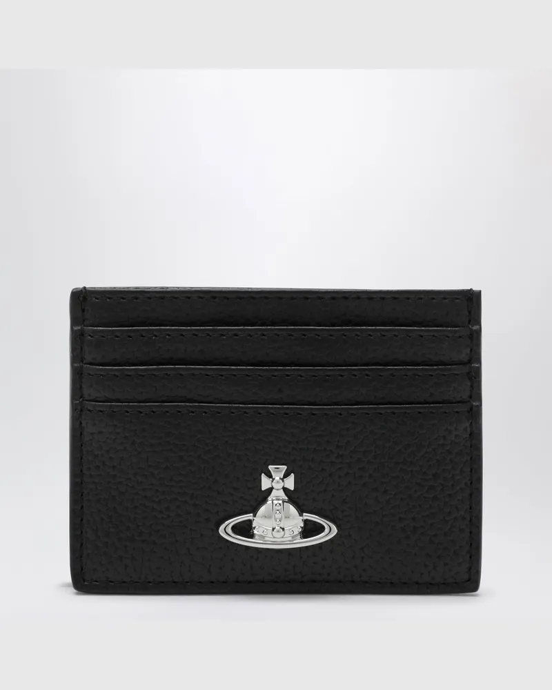 Vivienne Westwood Schwarzer Flat Kartenhalter aus genarbtem Leder Black