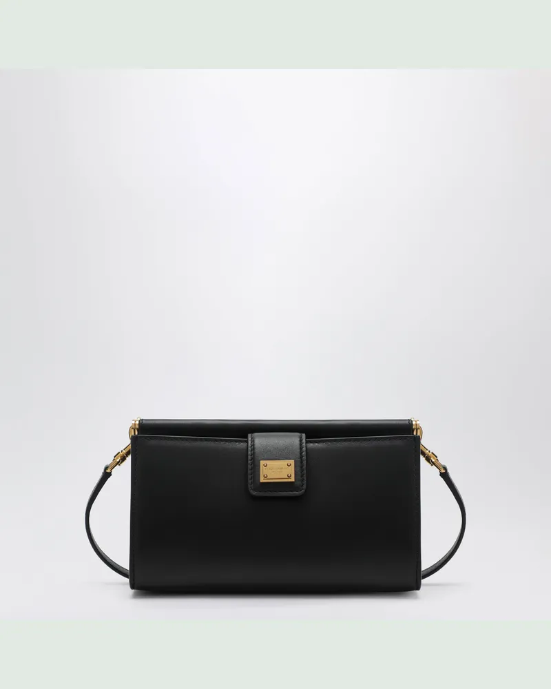 Dolce & Gabbana Handytasche aus plongiertem Kalbsleder in Schwarz Black