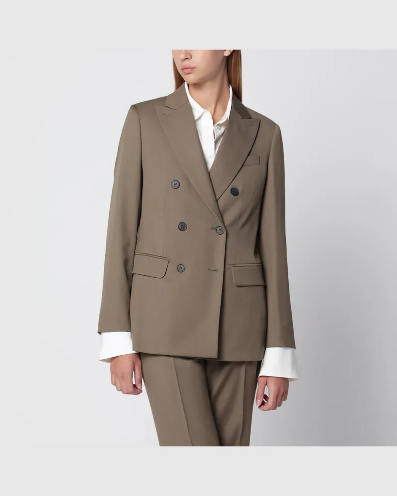 Max Mara Zweireihige Jacke aus Wolle in Camel Brown