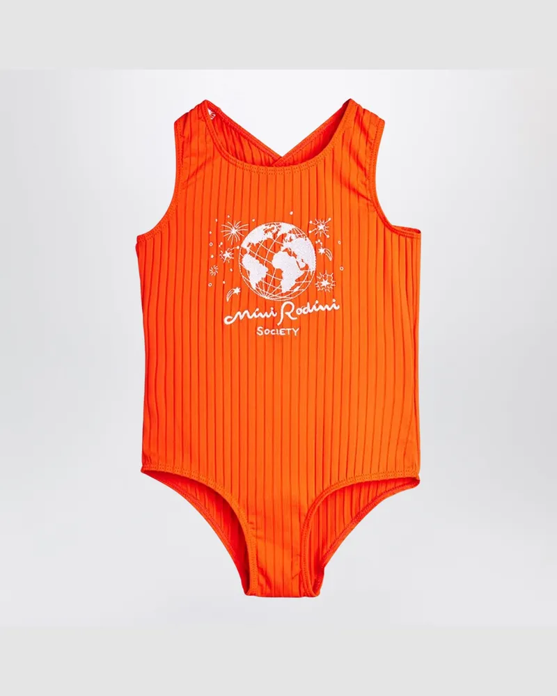 Mini Rodini Roter Badeanzug mit Society-Motiv Red