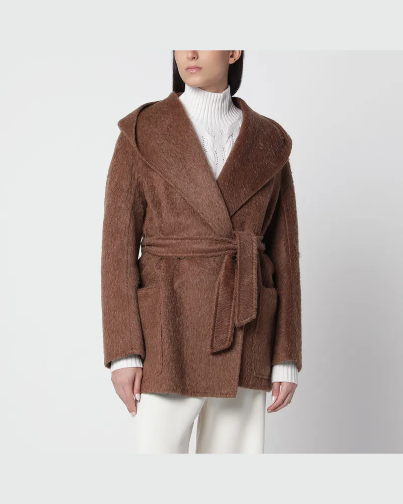 Max Mara Kurzer brauner Mantel aus Kamelhaar und Mohair Brown