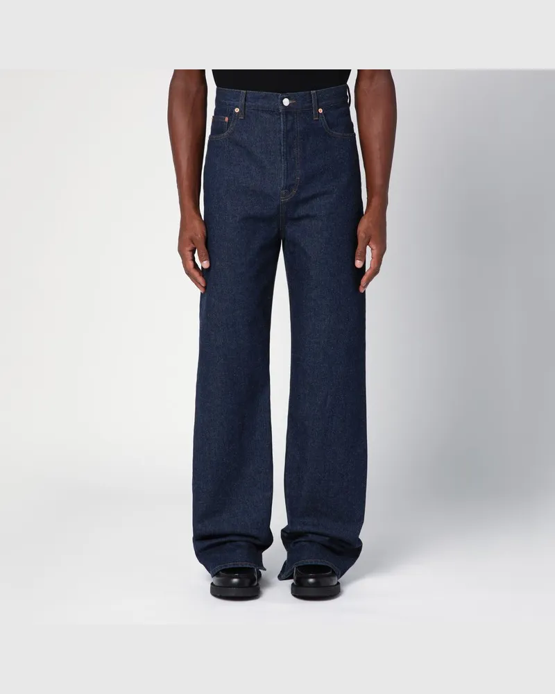 Gucci Weite dunkelblaue Jeans aus Denim Blau
