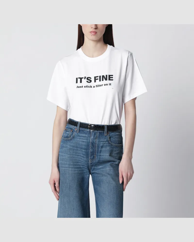 Victoria Beckham Weißes Baumwoll-T-Shirt „It's Fine White