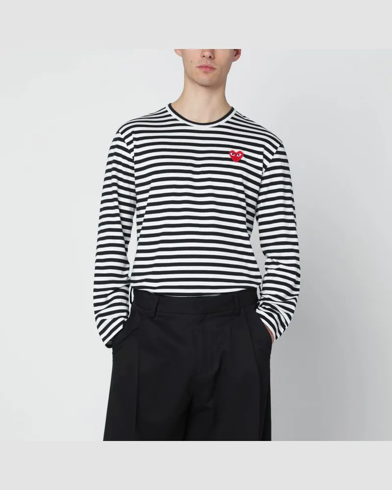 Comme des Garçons Schwarz/weiß gestreiftes Baumwoll-Langarmshirt Schwarz