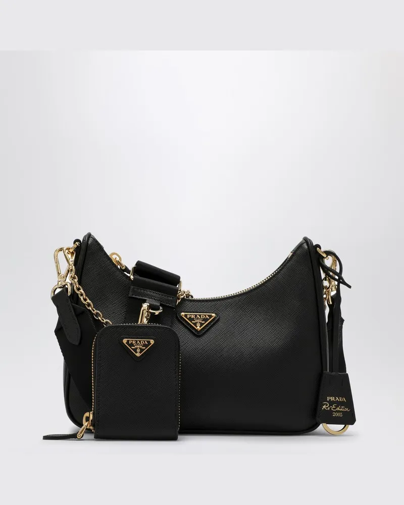 Prada Re-Edition 2005 schwarze Ledertasche Schwarz