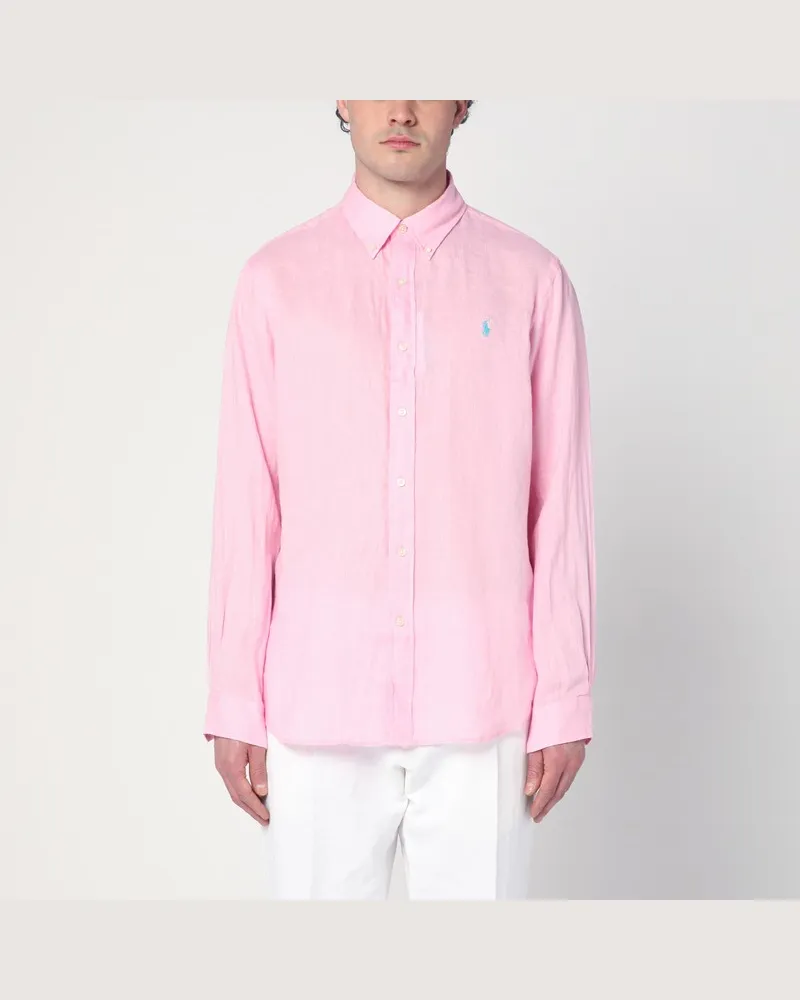 Ralph Lauren Hemd Rosa aus Leinen Custom-Fit Rosa