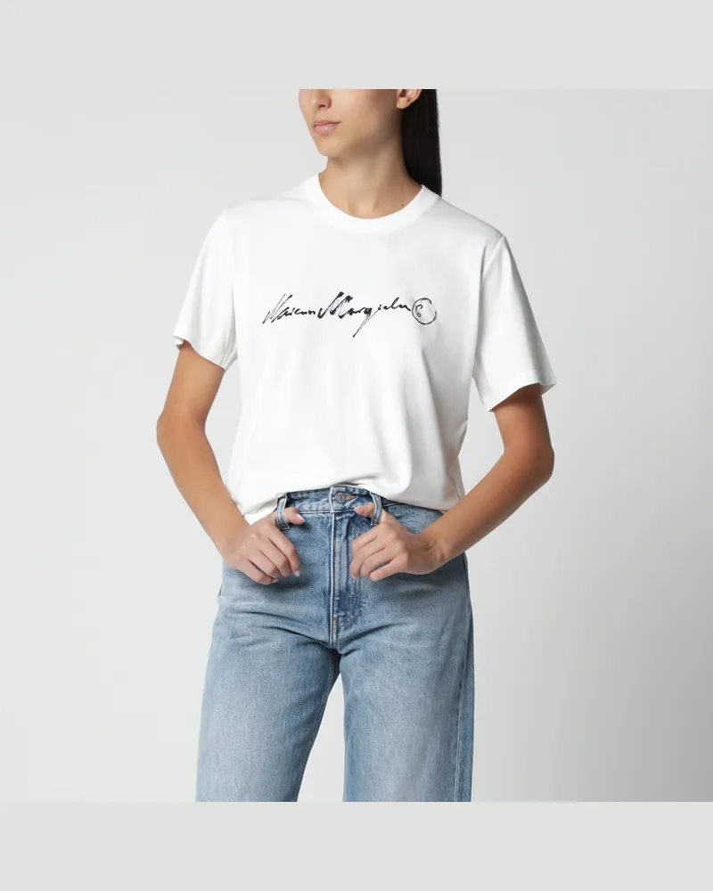 Maison Margiela Weißes T-Shirt mit Logoprint White