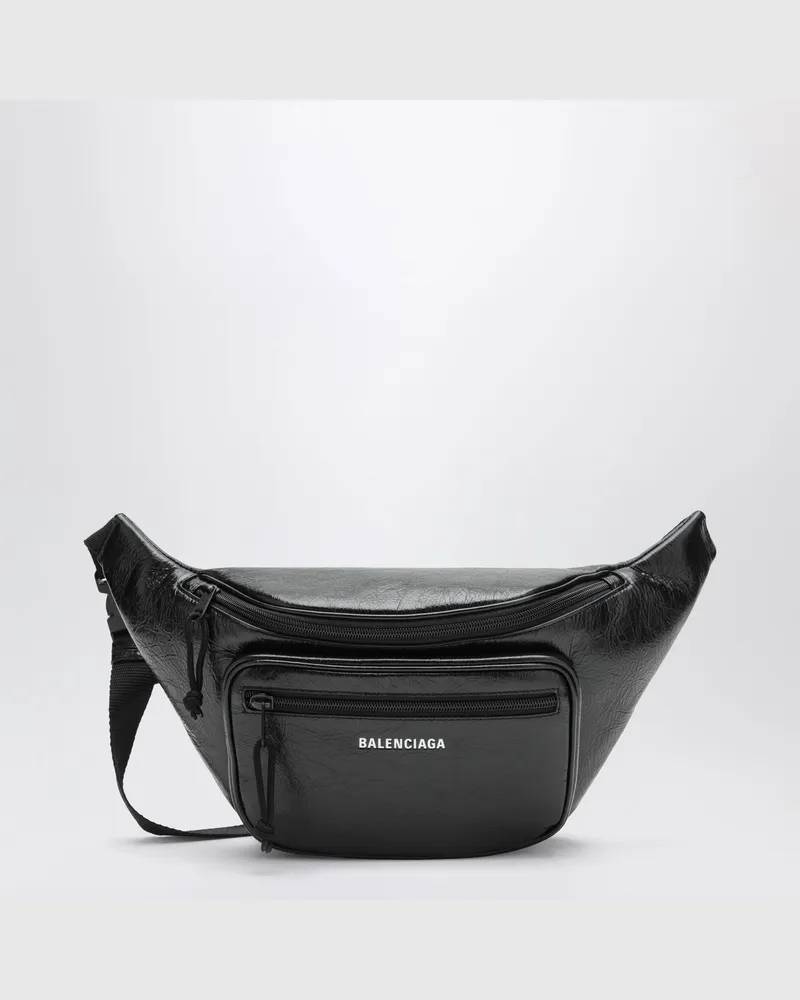 Balenciaga Schwarze Explorer Gürteltasche aus strukturiertem Leder Black