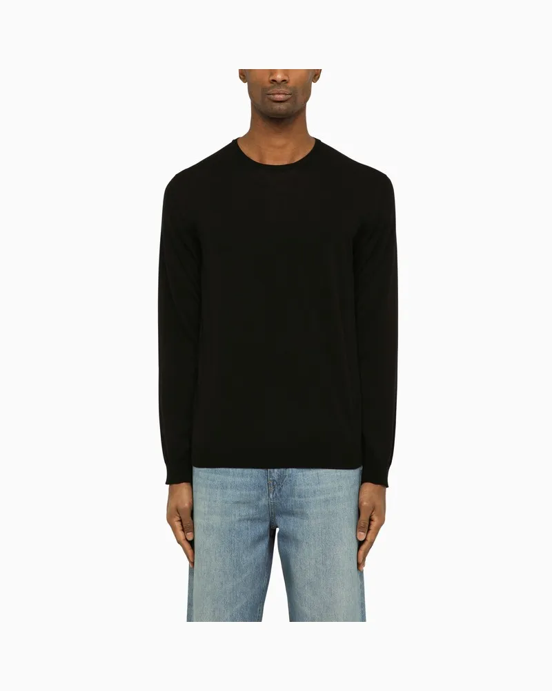 Roberto Collina Schwarzer Pullover mit Rundhalsausschnitt aus Baumwolle Schwarz
