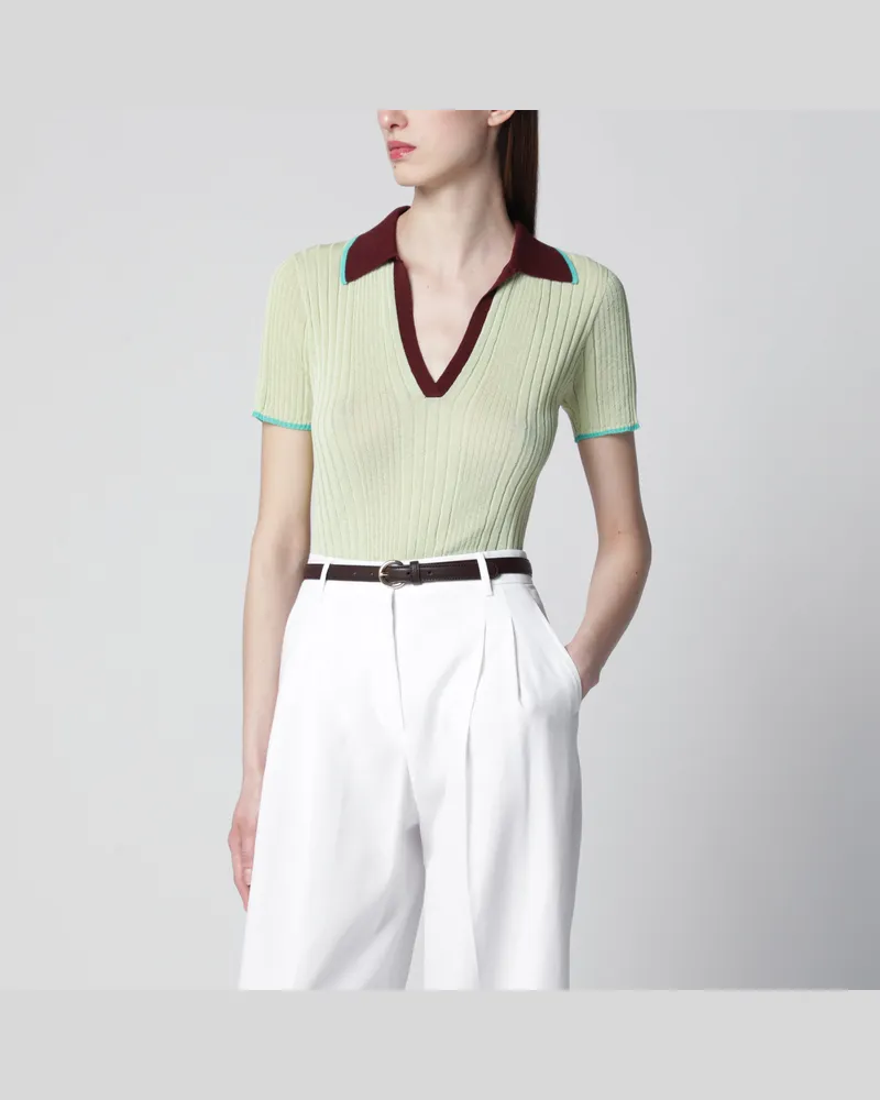 Roberto Collina Ripp-Poloshirt mit Kontrastdetails aus Viskosemix Multicolor