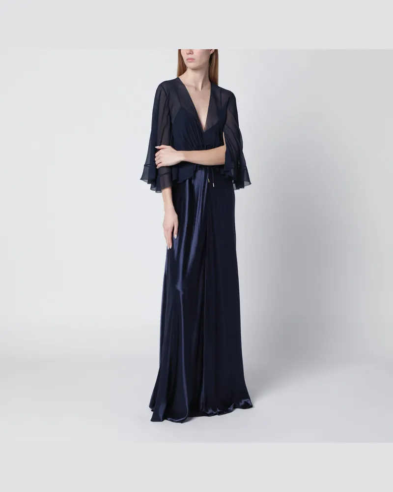 Alberta Ferretti Langes halbtransparentes blaues Kleid aus Viskose Blue
