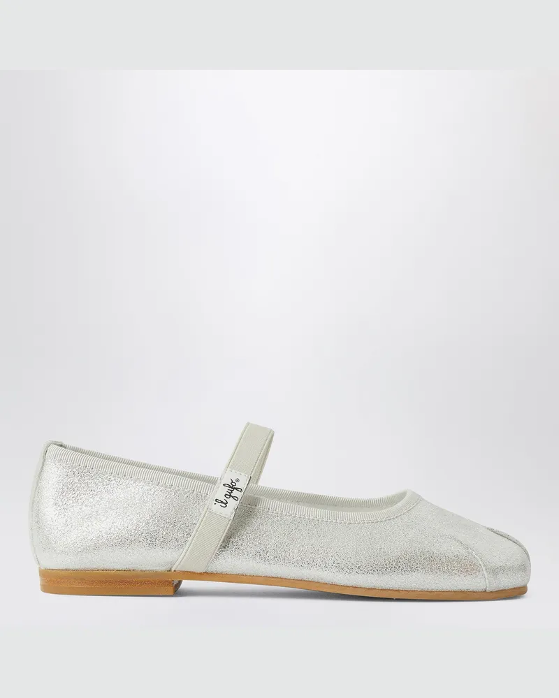 Il Gufo Silberne Ballerinas mit elastischem Riemen Metal