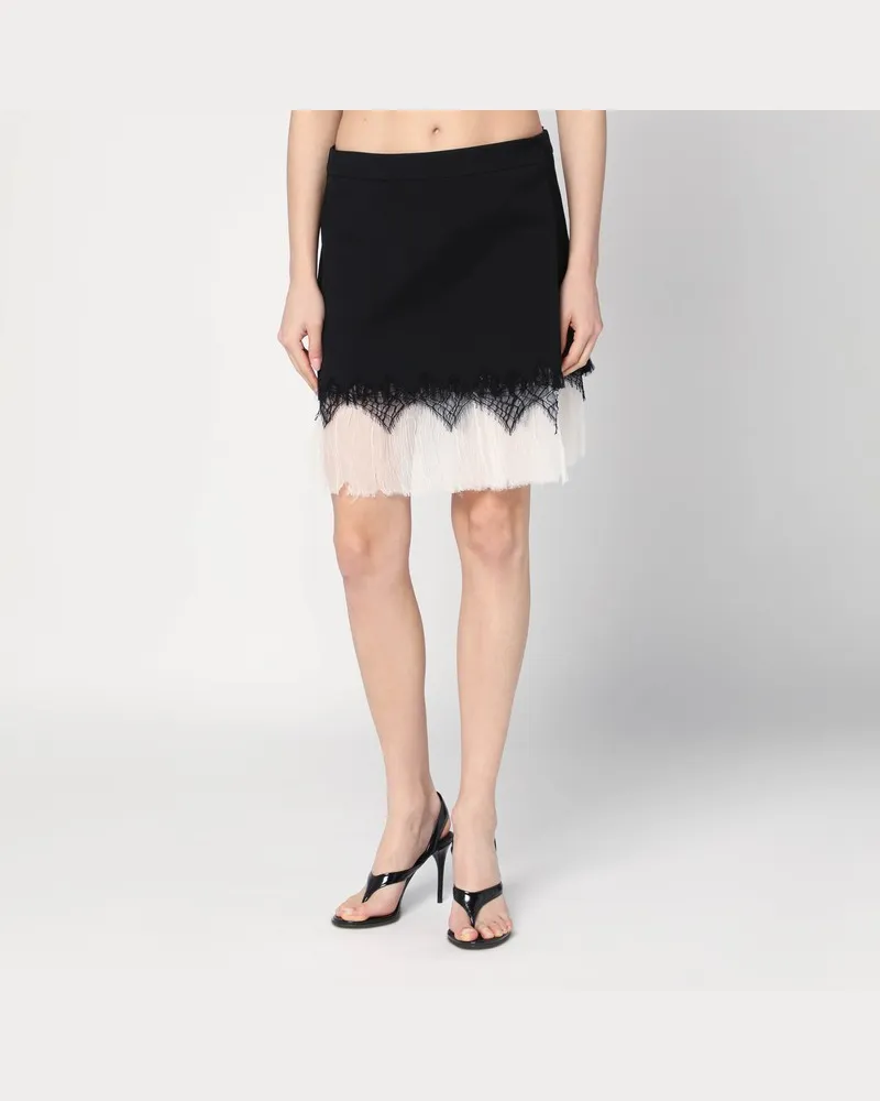 Alexander McQueen Minirock mit schwarzer/elfenbeinfarbener Spitzenspinne Schwarz
