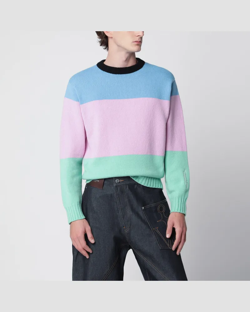 J.W.Anderson Gestreifter Herrenpullover in Cornflower Blue aus Merinowolle Multicolor