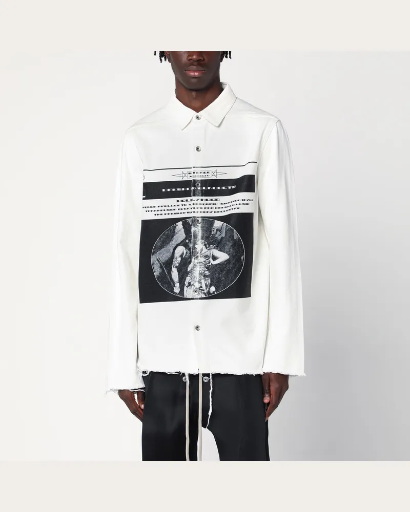 DRKSHDW by Rick Owens Hemd weiß in Baumwolle mit Druck 