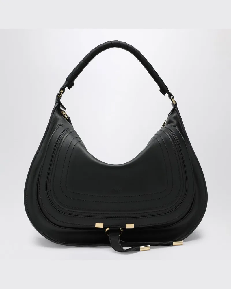 Chloé Kleine schwarze Marcie Schultertasche aus Leder Schwarz