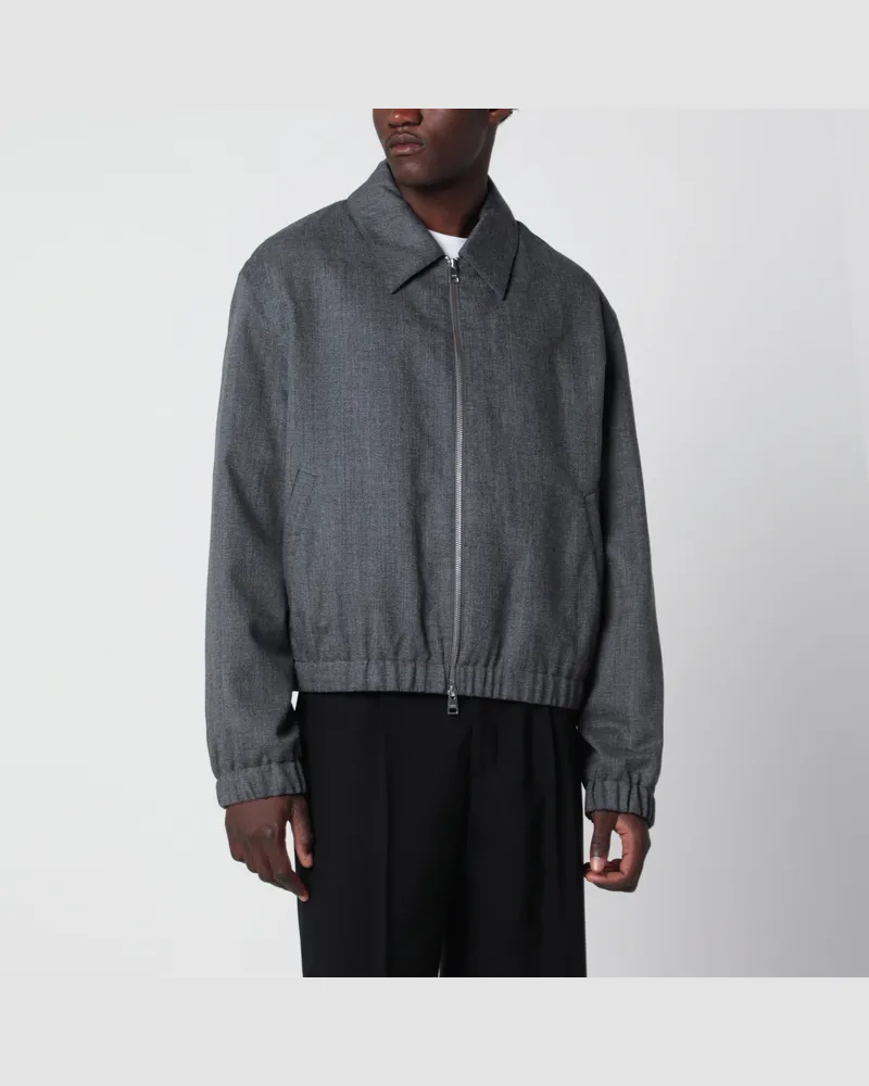 AMI Paris Carbon Grey wattierte Jacke aus Schurwolle Grey
