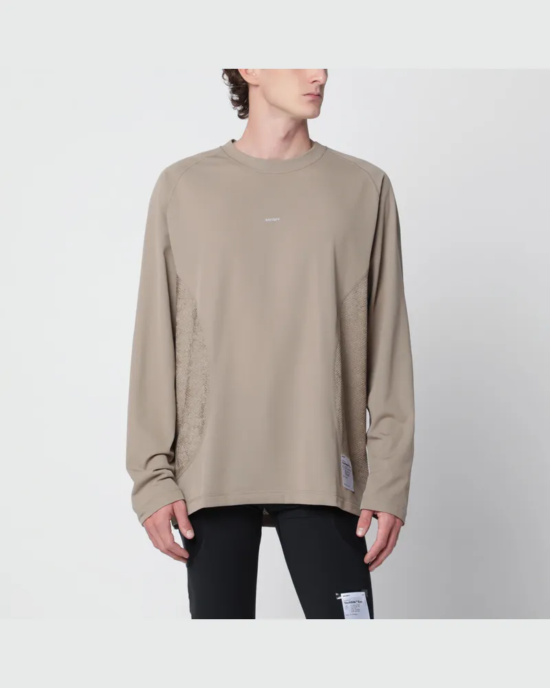 Satisfy Beige FuzzFleece Octa long-sleeve T-shirt Brown
