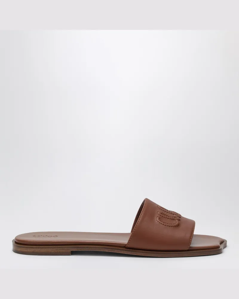 Chloé Soleil Sabots aus Ginger Brown Leder Brown