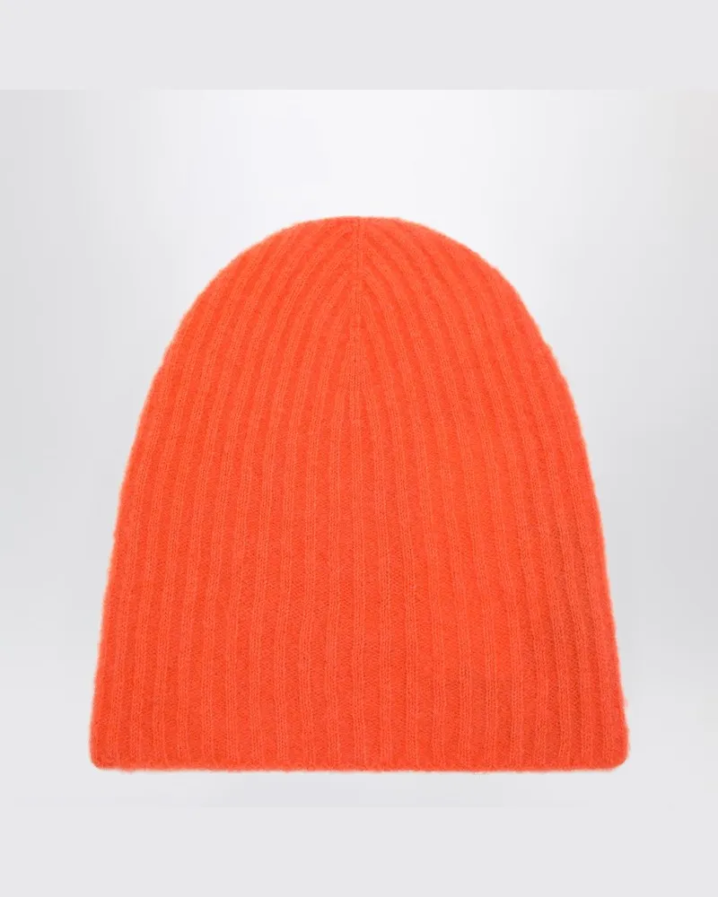 Roberto Collina Orange Kaschmir gerippte Mütze Orange