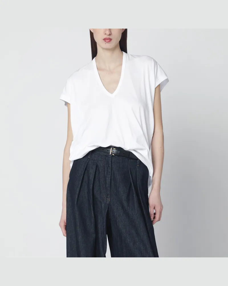 Dries van Noten Weißes T-Shirt mit V-Ausschnitt 