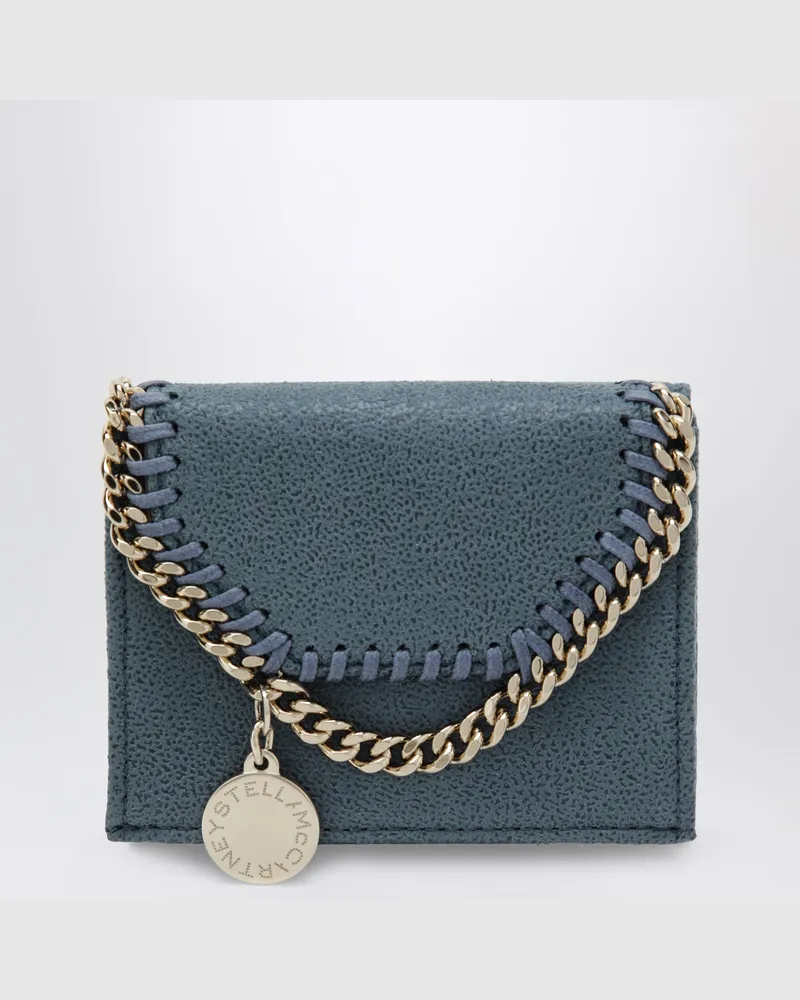 Stella McCartney Hellblaue Falabella Trifold Geldbörse Mit Kette Blue