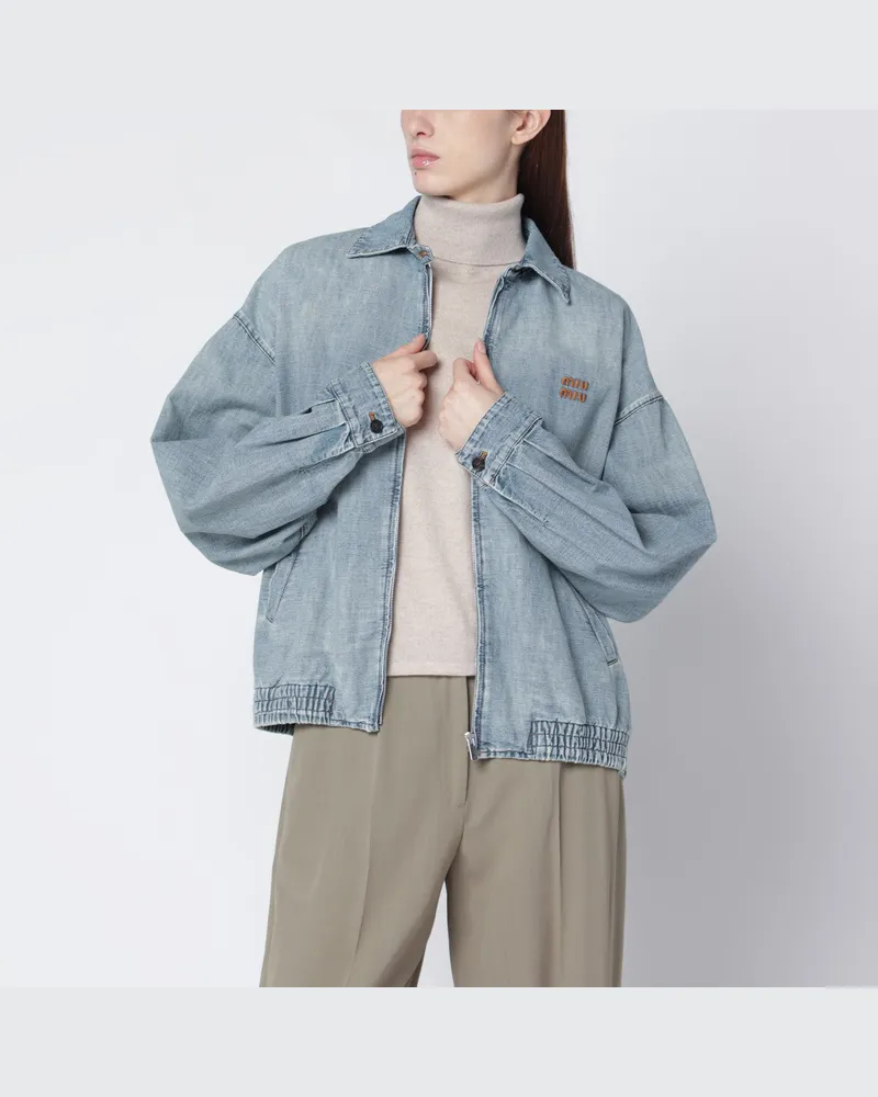 Miu Miu Hellblaue Jacke aus Chambray-Denim Light