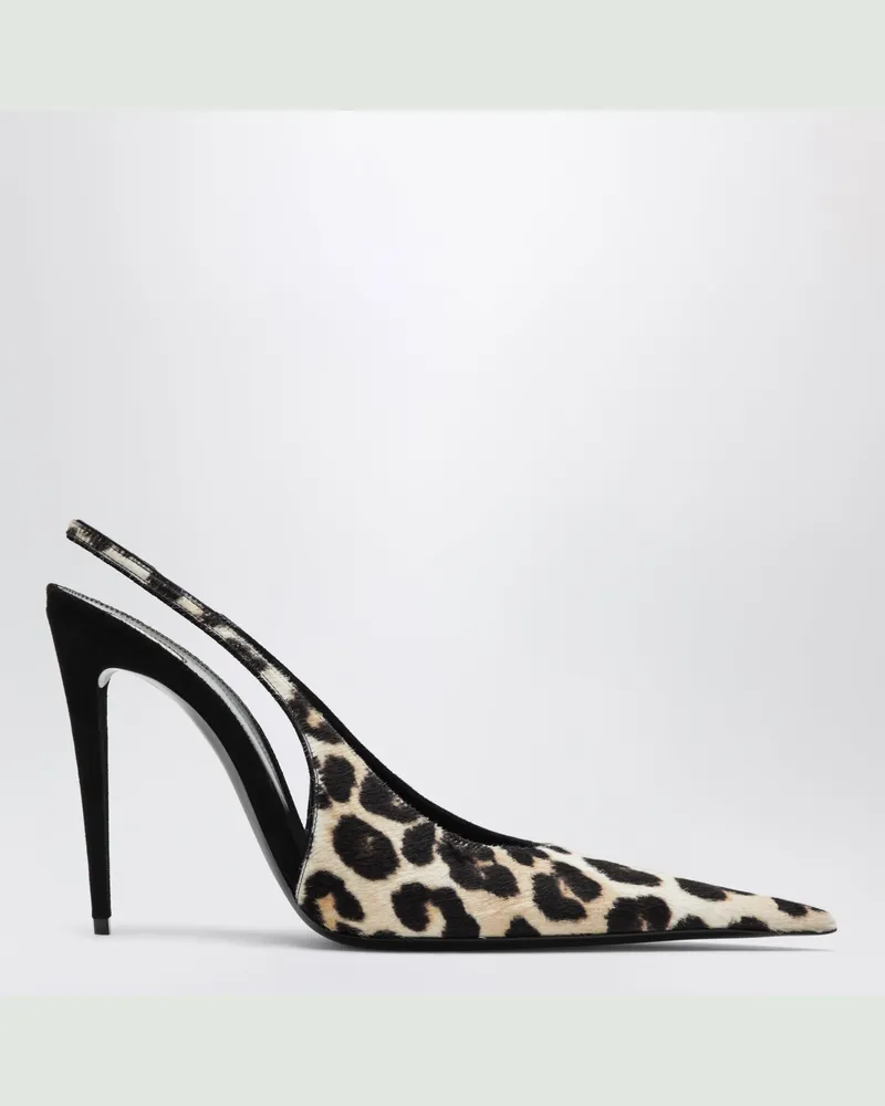Saint Laurent Guermantes Slingback-Pumps in Leopardenmuster Black