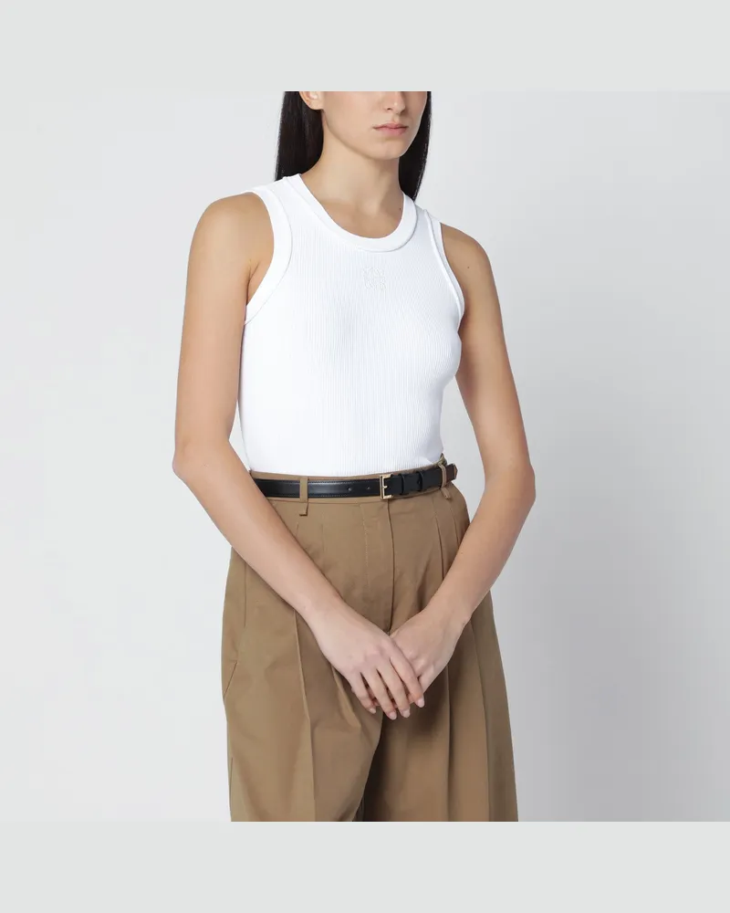 Loewe Weiße Rippstrick-Viskosemix-Tanktop White