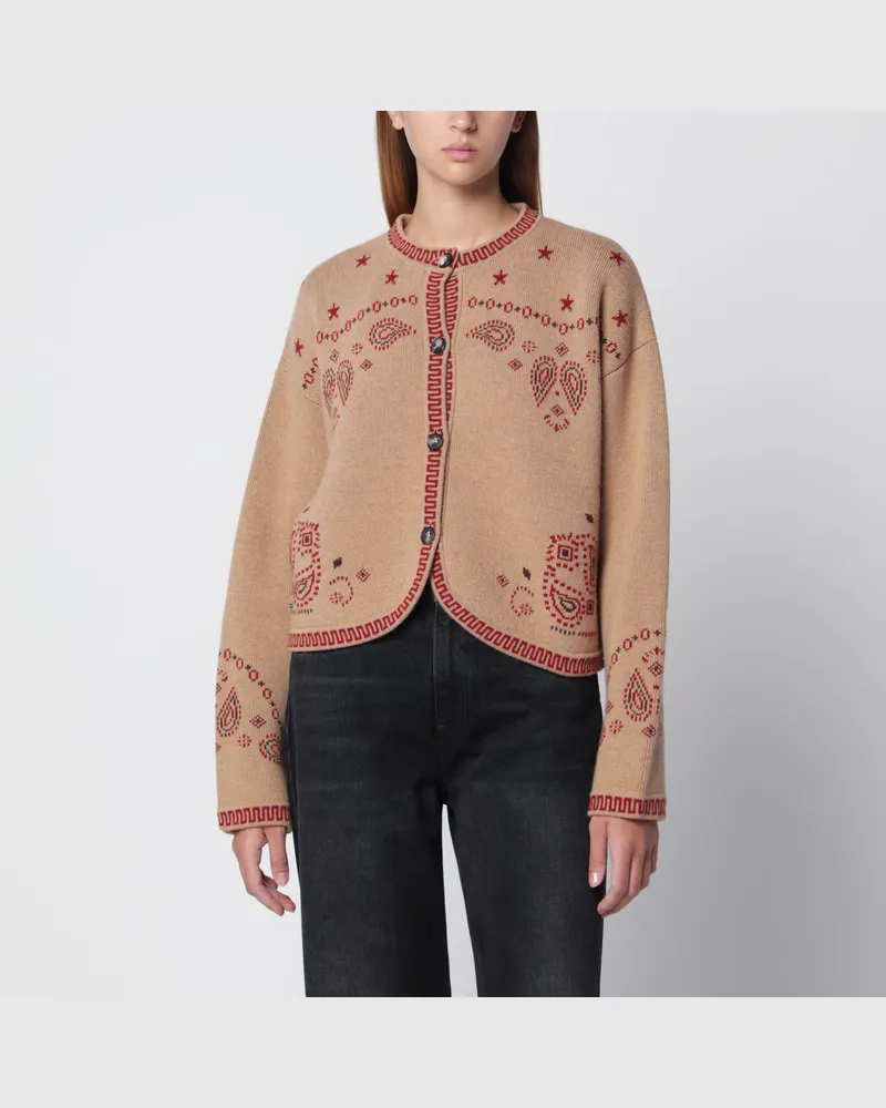 Alanui Jacke Bandana aus mehrfarbigem, beigem Wolljacquard Beige